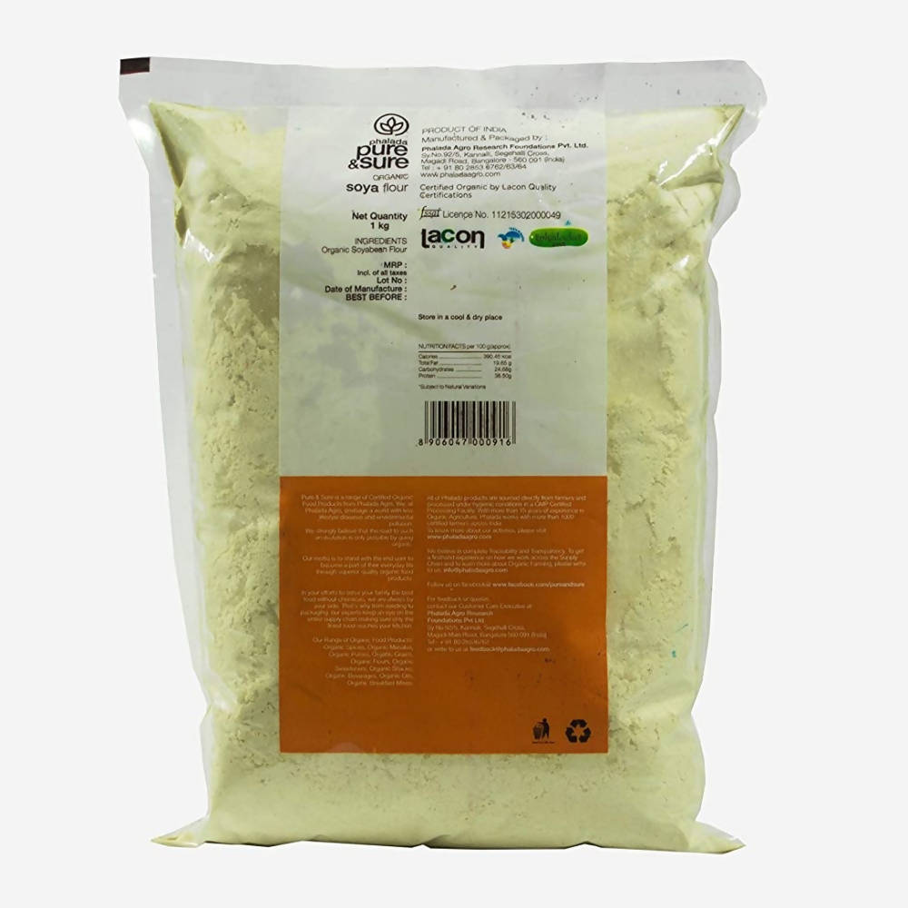 Pure & Sure Organic Soya Flour 1 kg back image