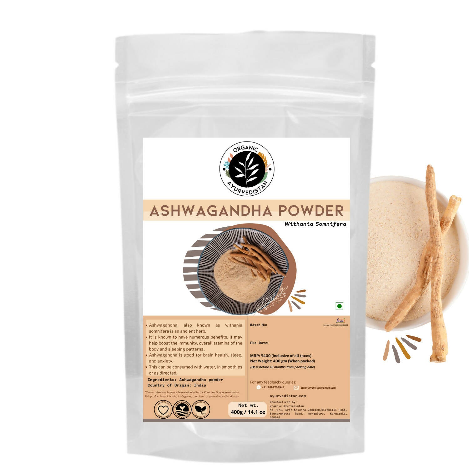 Organic Ayurvedistan Ashwagandha Powder - Distacart