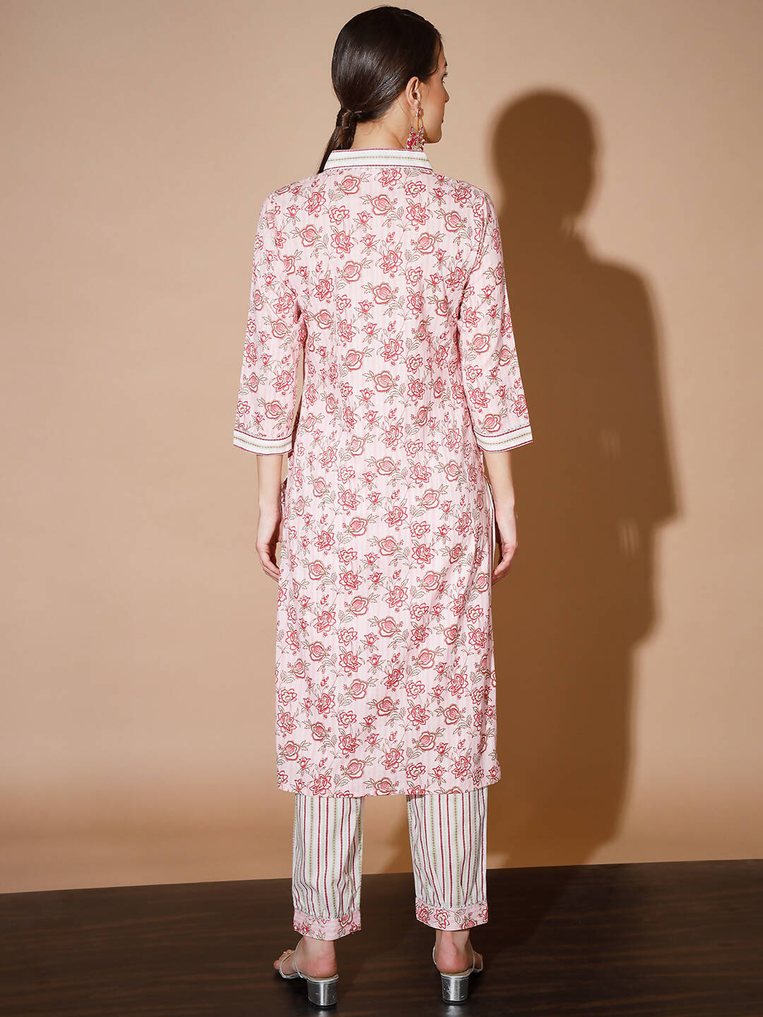 Myshka Women Pink Floral Kurta & Trousers - Distacart