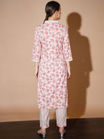 Thumbnail for Myshka Women Pink Floral Kurta & Trousers - Distacart