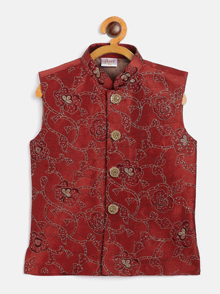 Vastramay Embroidered Nehru Jacket In Silk Blend Fabric For Boys - Distacart