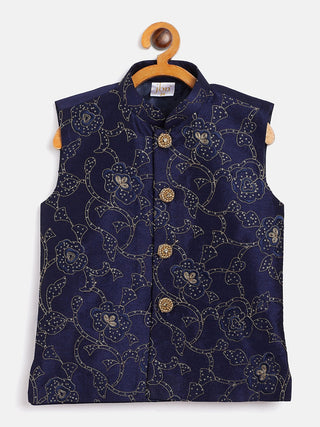 Vastramay Embroidered Nehru Jacket In Silk Blend Fabric For Boys - Distacart