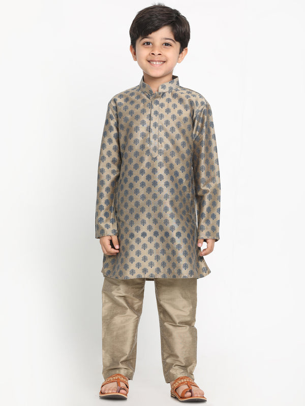 Vastramay Printed Kurta With Mandarin Collar And Matching Pyjama For Boys - Distacart