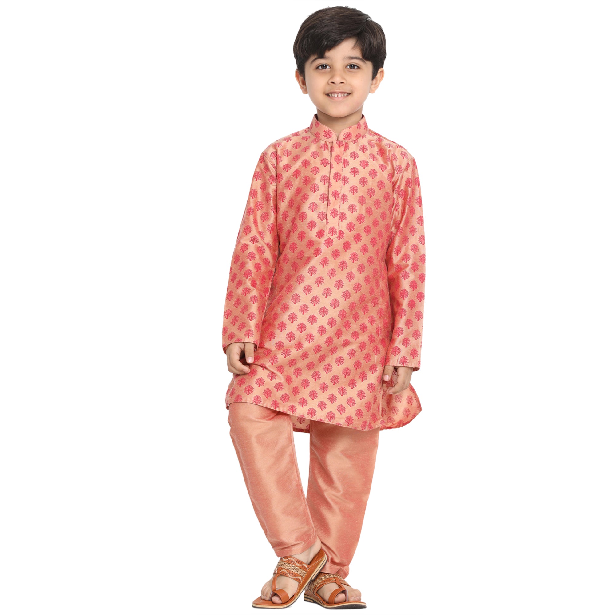 Vastramay Printed Kurta With Mandarin Collar And Matching Pyjama For Boys - Distacart