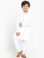 Thumbnail for Vastramay Classic Ensemble Of Lukhnowi Chikankari Kurta With Pyjama For Boys - Distacart