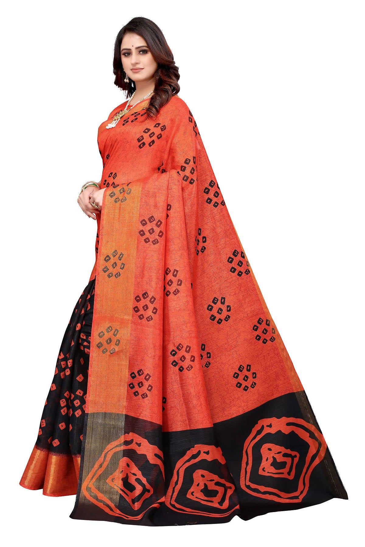 Vamika Ethnic Fire Black Jari Border Linen Saree - Distacart