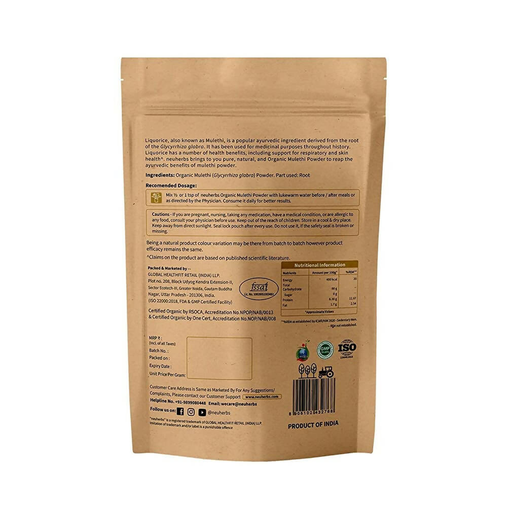Neuherbs Organic Mulethi Powder - Distacart