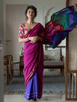 Thumbnail for Suta Multi Color Colourblocked Cotton Blend Saree - Distacart