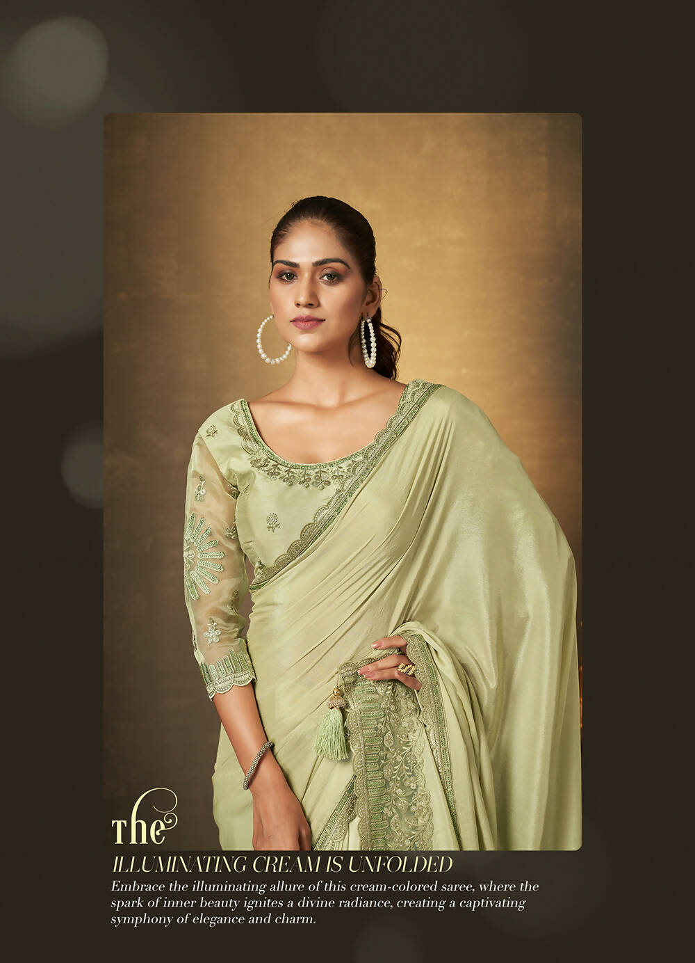 Green Chinon Chiffon Thread Work Embroidered with Swaroski Work Saree With Unstitched Blouse Piece - Norita Royal Erisha - Distacart