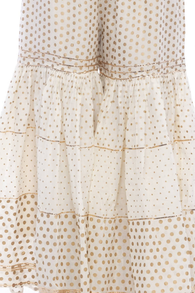 Mominos Fashion Trendy Cotton Off White Gold Print With Gota Sharara - Distacart