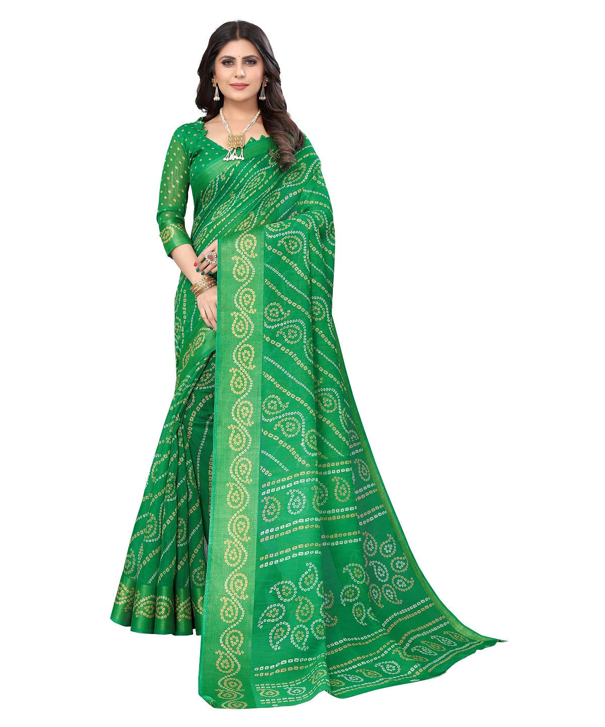 Vamika Linen Jari Border Green Bollywood Style Saree - Distacart
