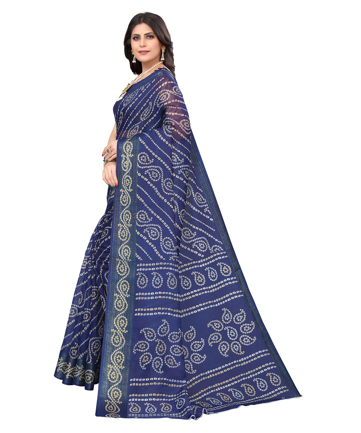 Vamika Linen Jari Border Navy Bollywood Style Saree - Distacart