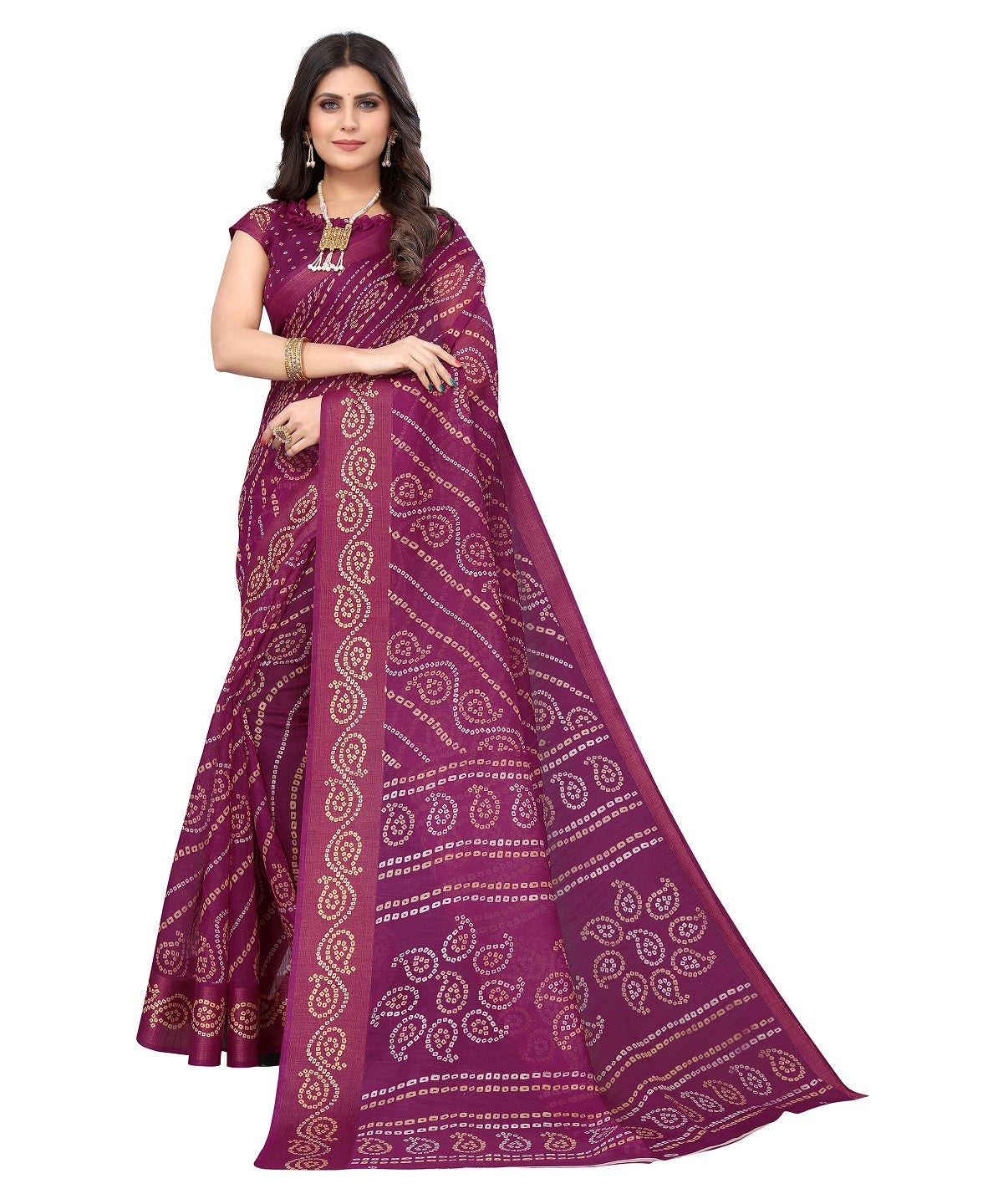 Vamika Linen Jari Border Purple Bollywood Style Saree - Distacart