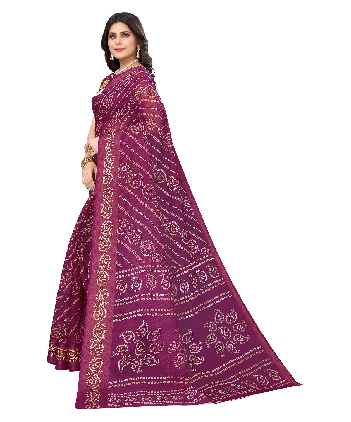 Vamika Linen Jari Border Purple Bollywood Style Saree - Distacart