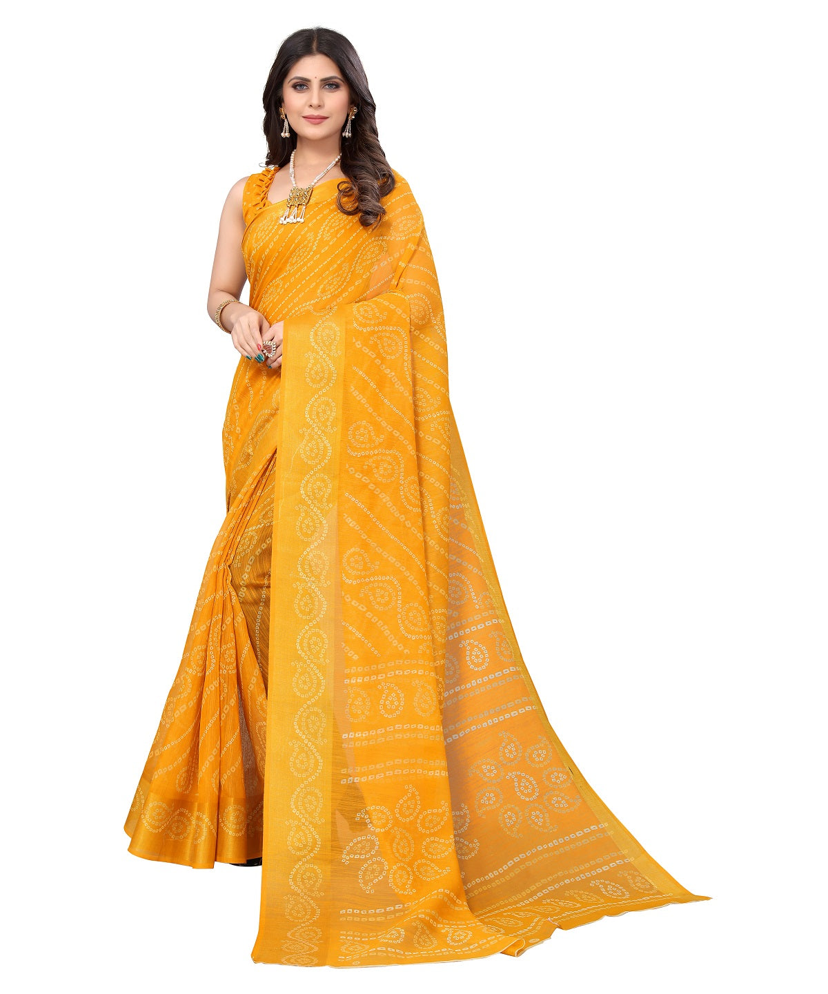 Vamika Linen Jari Border Yellow Bollywood Style Saree - Distacart