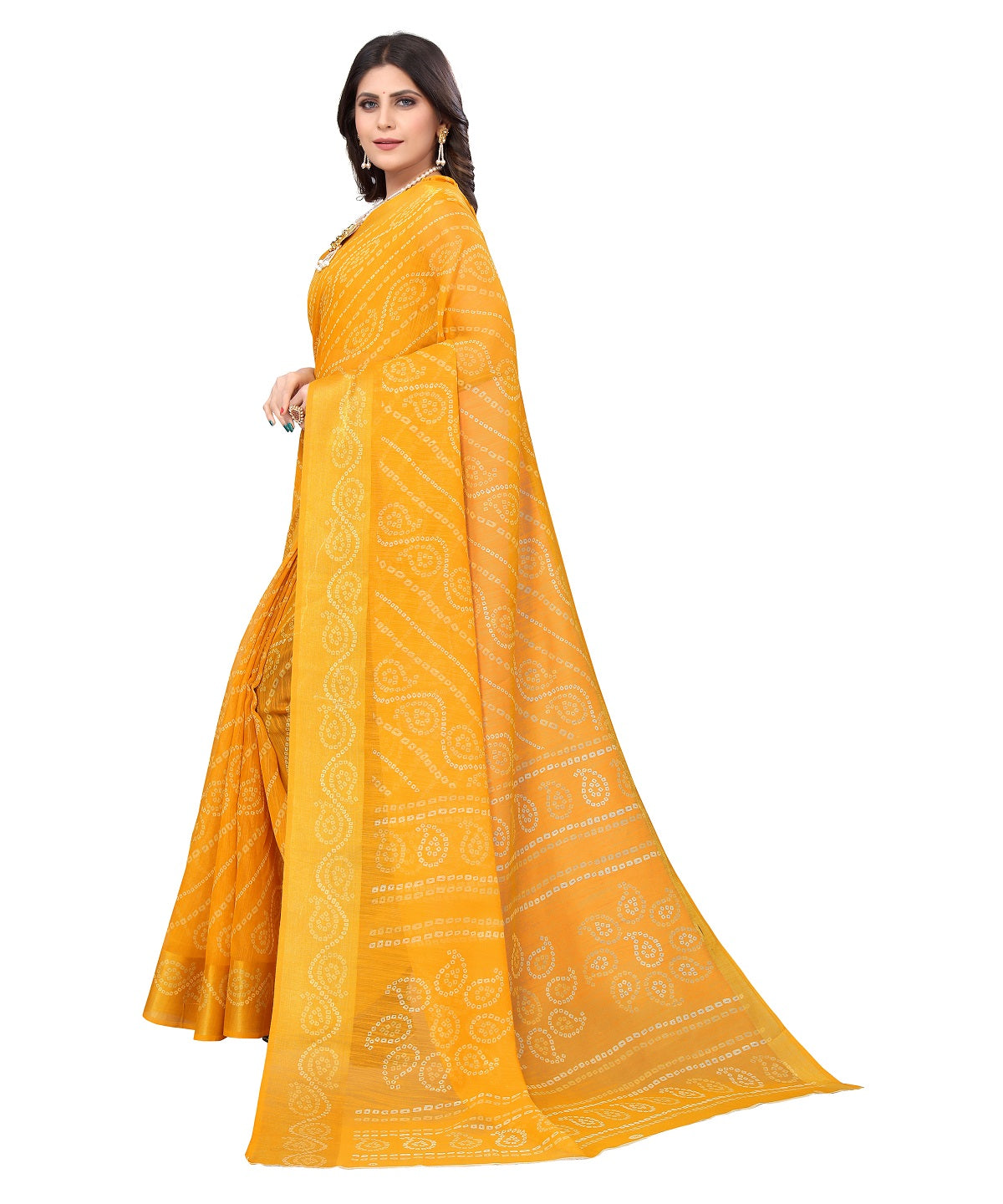 Vamika Linen Jari Border Yellow Bollywood Style Saree - Distacart