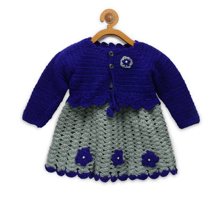 ChutPut Hand knitted Crochet Princess Wool Dress - Blue - Distacart