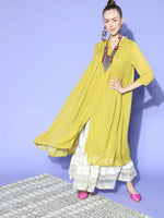 Thumbnail for Janasya Elegant Mustard Woven Design Dobby Weave Kurta - Distacart