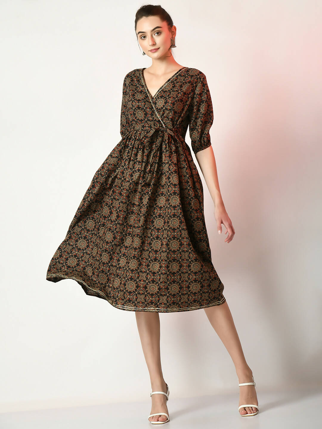 Myshka Women's Multi Empire Printed Dress - Distacart