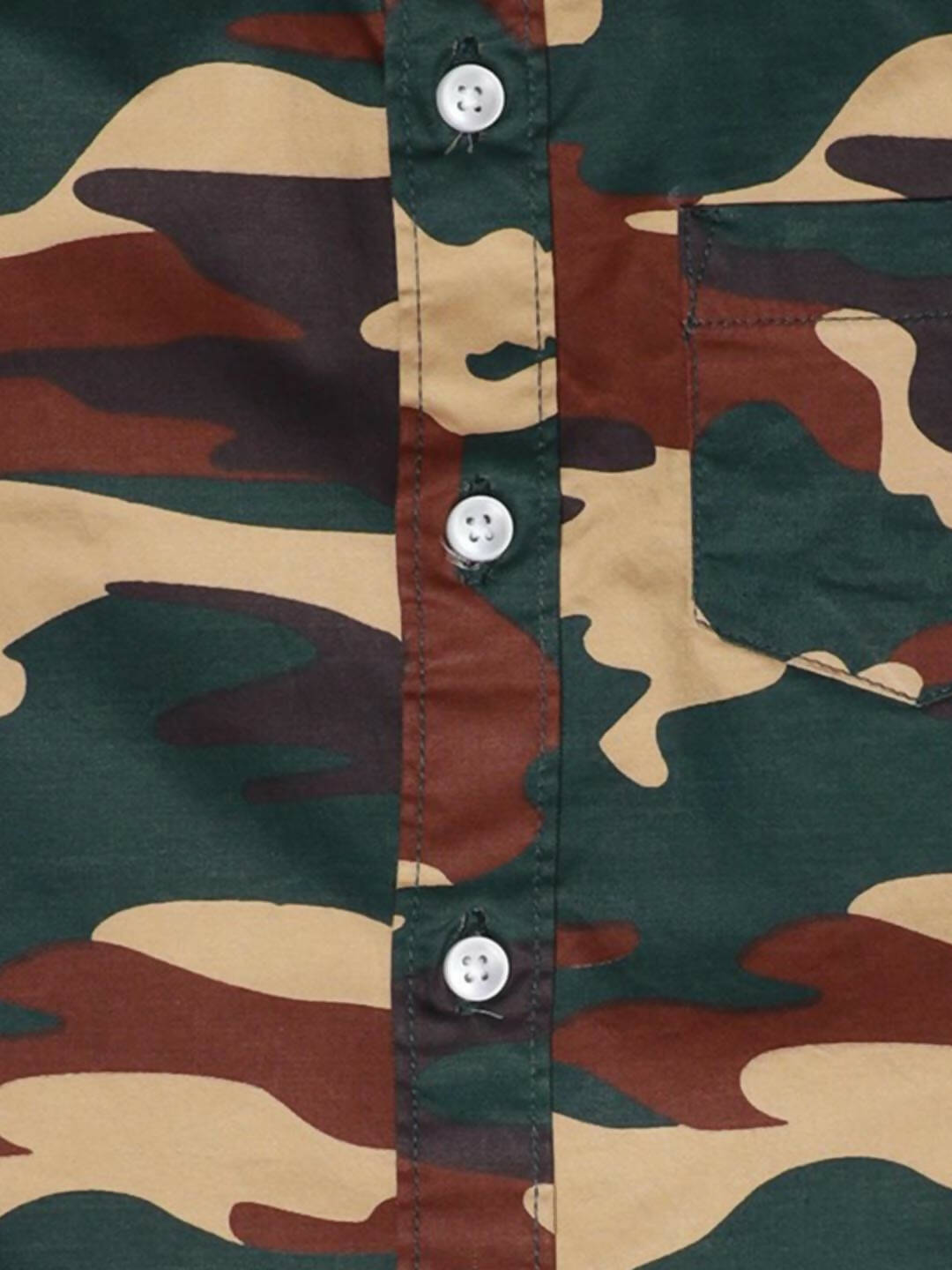 Manet Boys Full Sleeves Camouflage Printed Shirt - Green - Distacart