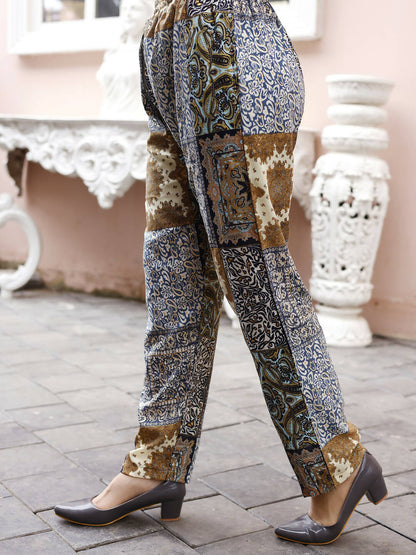 Blue Rayon Paisley & Floral Printed Top with Matching Bottom - Eesha - Distacart