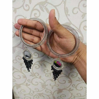 Black pearls With Mirror Latkan Bangles