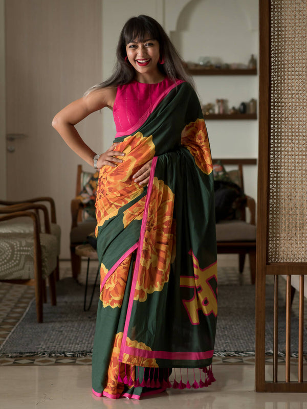 Suta Multi Color Floral Pure Cotton Saree - Distacart