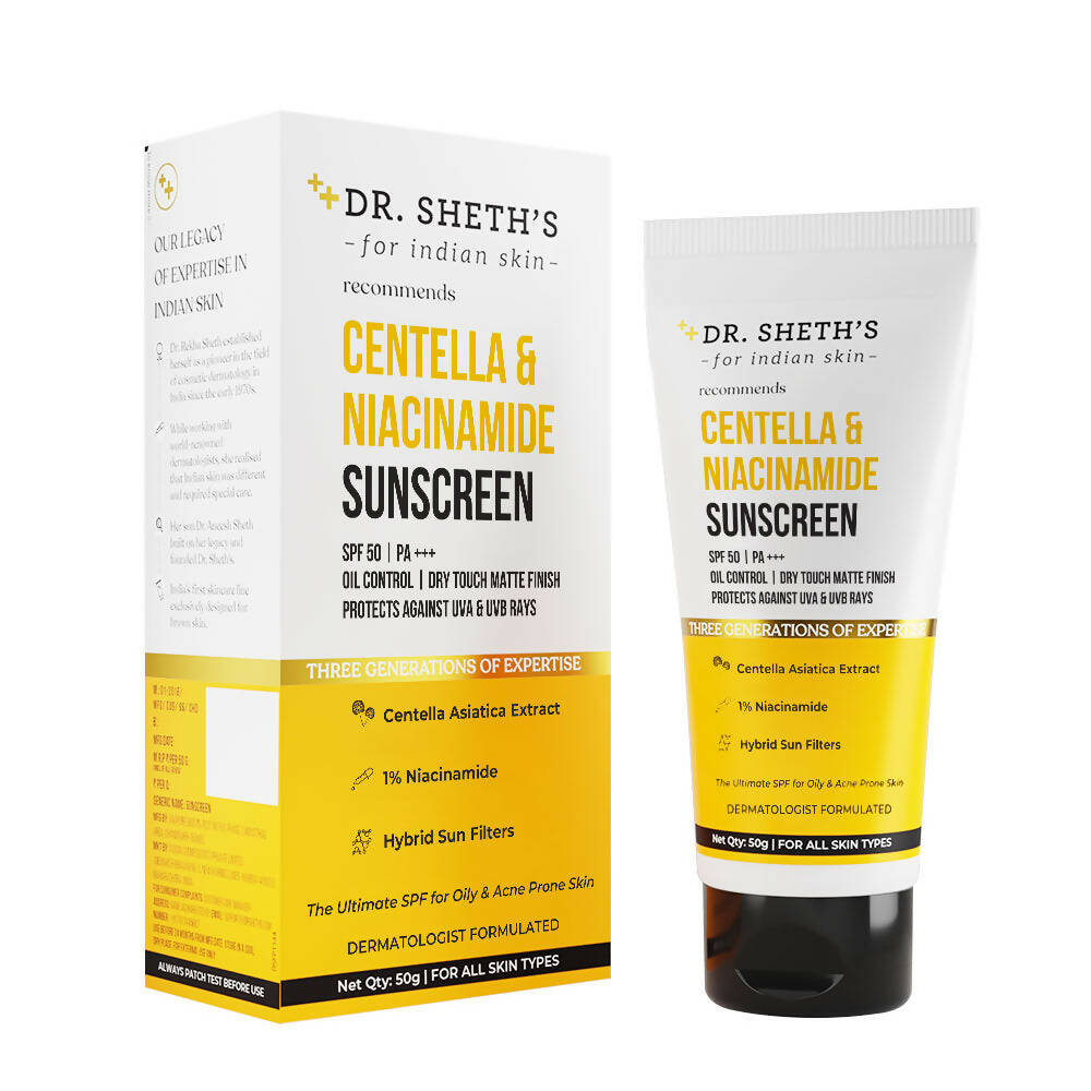 Dr. Sheth's Centella & Niacinamide Oil & Anti Acne Sunscreen - Distacart