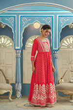 Thumbnail for Juniper Women's Red Cotton Cambric Festive Wear Solid Gotta Work Dress - Distacart