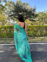 Thumbnail for Vastrasky Sea Green Organza Saree - Distacart