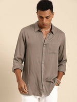 Thumbnail for Grey Men Rayon Classic Opaque Casual Shirt - Mahotsav - Distacart