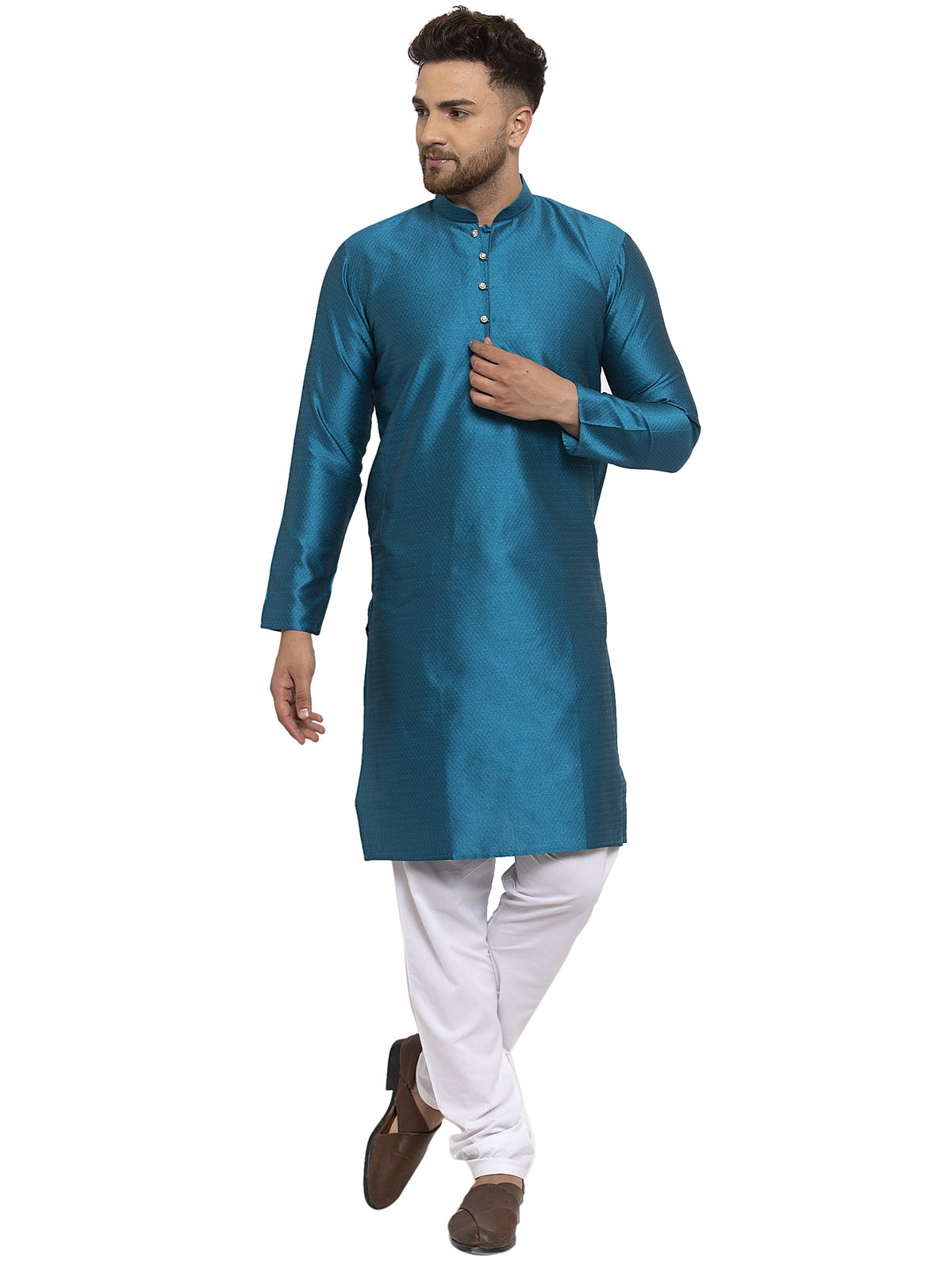 Jompers Men's Peacock Jacquard Kurta Only