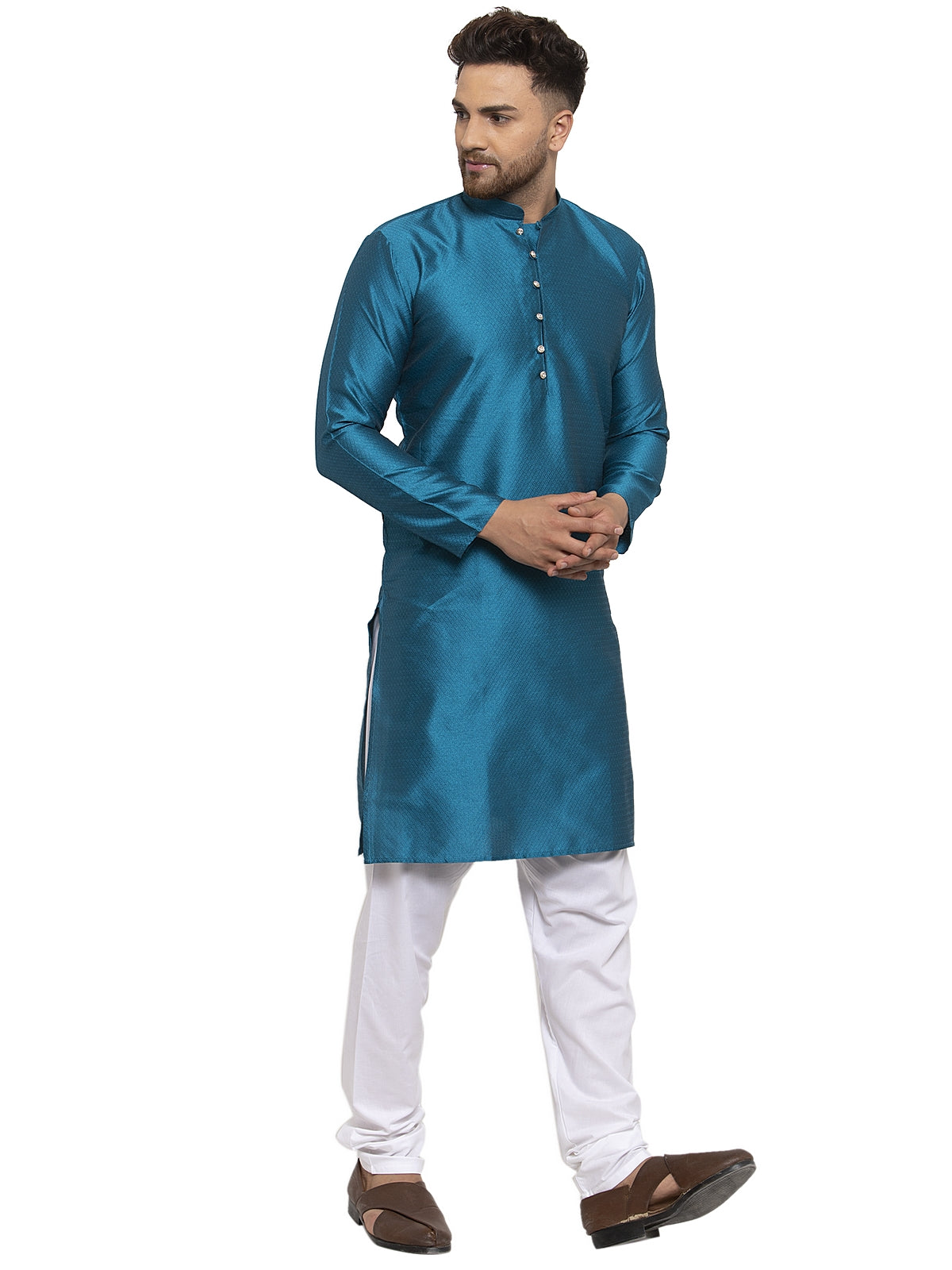 Jompers Men's Peacock Jacquard Kurta Payjama Sets