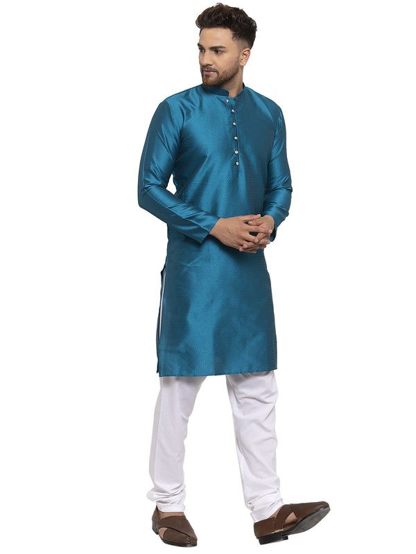 Jompers Men's Peacock Jacquard Kurta Payjama Sets
