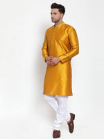 Thumbnail for Jompers Men's Yellow Jacquard Kurta Payjama Sets
