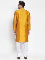 Thumbnail for Jompers Men's Yellow Jacquard Kurta Payjama Sets