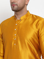 Thumbnail for Jompers Men's Yellow Jacquard Kurta Payjama Sets