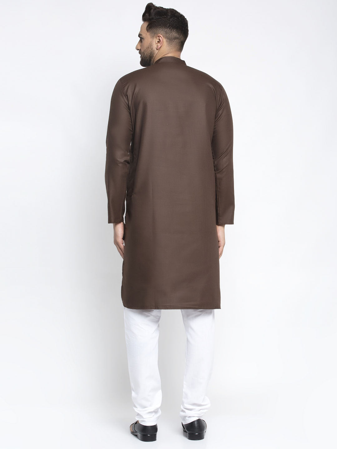 Jompers Men's Coffee Cotton Solid Kurta Payjama Sets