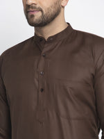 Thumbnail for Jompers Men's Coffee Cotton Solid Kurta Payjama Sets