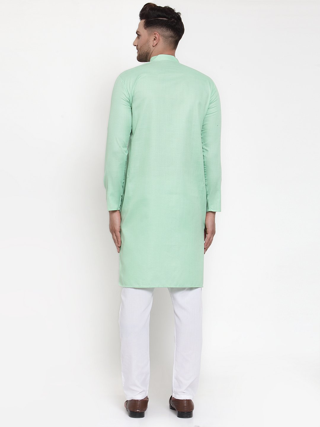 Jompers Men Green & White Solid Kurta Only - Distacart