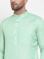 Thumbnail for Jompers Men Green & White Solid Kurta Only - Distacart
