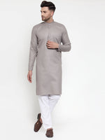 Thumbnail for Jompers Men Grey & White Solid Kurta with Churidar - Distacart