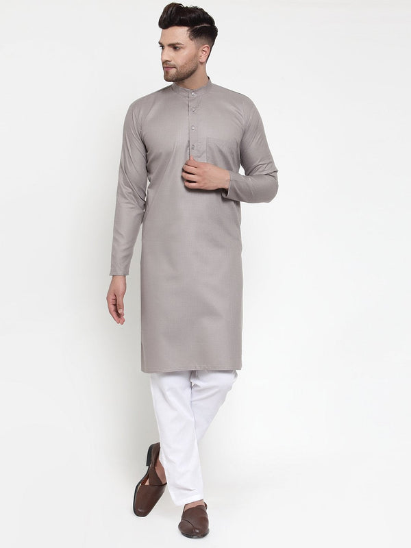Jompers Men Grey & White Solid Kurta Only - Distacart