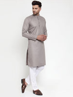 Thumbnail for Jompers Men Grey & White Solid Kurta with Churidar - Distacart