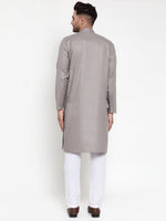 Thumbnail for Jompers Men Grey & White Solid Kurta with Churidar - Distacart