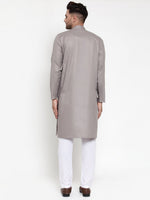 Thumbnail for Jompers Men Grey & White Solid Kurta Only - Distacart