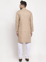 Thumbnail for Jompers Men Light-Brown & White Solid Kurta Only - Distacart