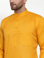 Thumbnail for Jompers Men Mustard Yellow & White Solid Kurta Only - Distacart