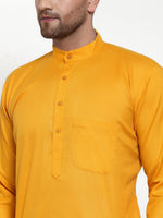 Thumbnail for Jompers Men Mustard Yellow & White Solid Kurta with Churidar - Distacart
