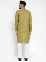 Thumbnail for Jompers Men Olive Green & White Solid Kurta Only - Distacart